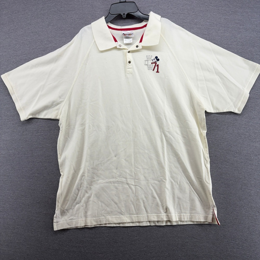 Walt Disney World Mickey‎ Mouse WDW 71 Polo Shirt Mens XXL Cream Vintage Style